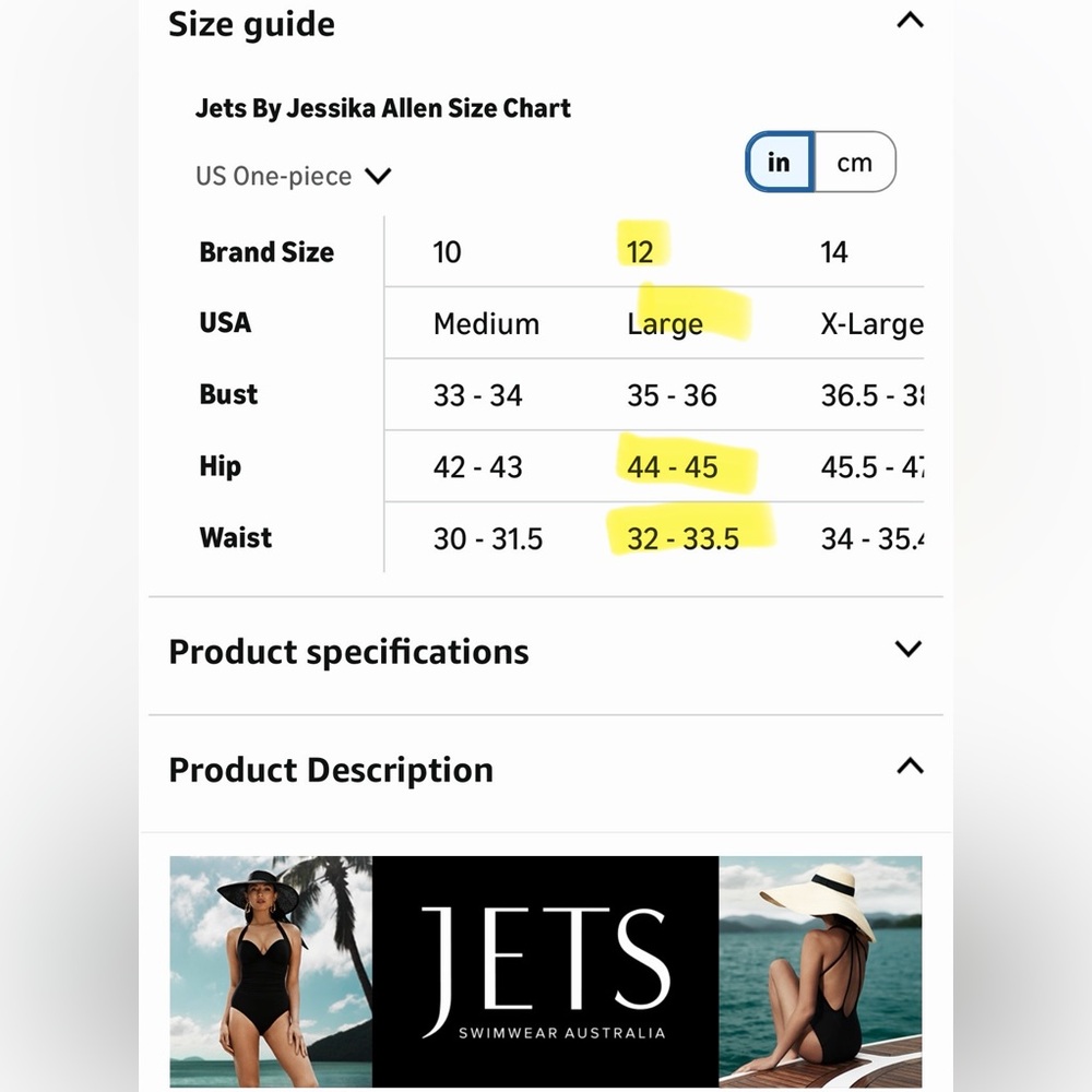 Jets by Jessika Allen Women's Luxe Hipster Bikini Bottom size 12 - Picture 11 of 11